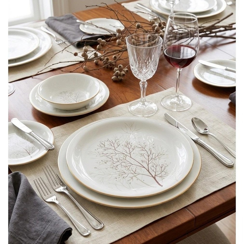 Rosenthal Continental Bramble Dinner Plate Set Of 6 Gold Rim White Porcelain - Picture 1 of 10